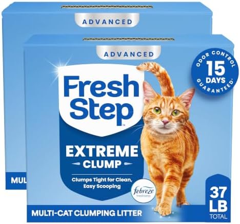 Fresh Step Heavy Duty Odor Block Advanced Multi Cat Clumping Litter with Febreze, 17.5 lb (Package May Vary)