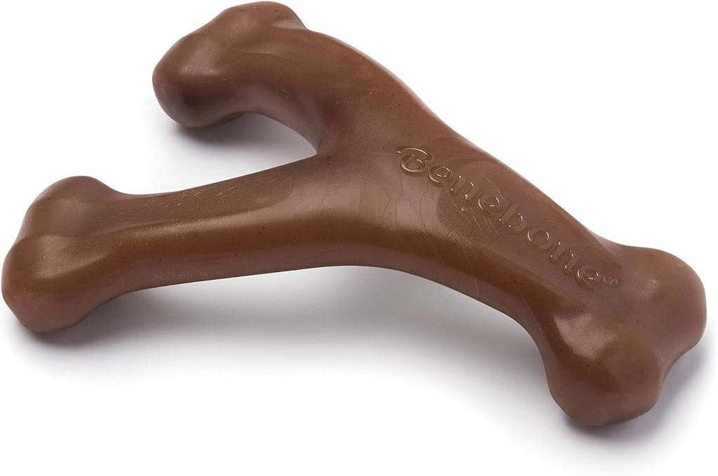 Benebone Wishbone Durable Dog Chew Toy for Aggressive Chewers, Real Bacon, Made in USA, Medium