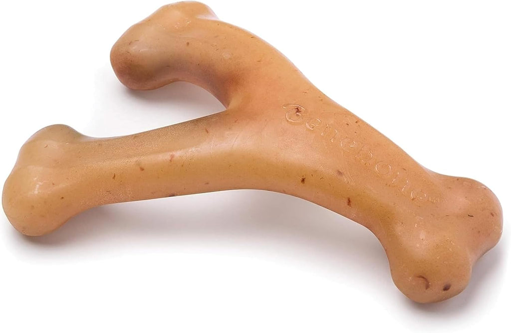 Benebone Wishbone Durable Dog Chew Toy for Aggressive Chewers, Real Bacon, Made in USA, Medium