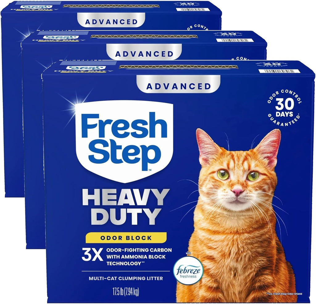 Fresh Step Heavy Duty Odor Block Advanced Multi Cat Clumping Litter with Febreze, 17.5 lb (Package May Vary)