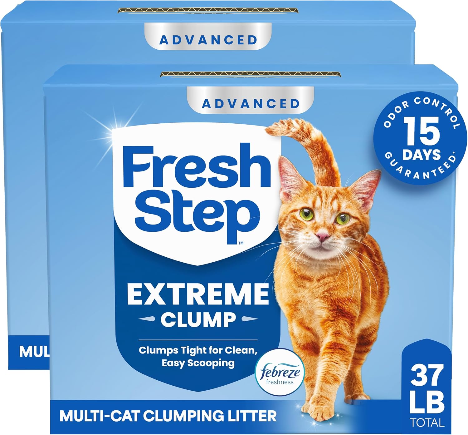 Fresh Step Heavy Duty Odor Block Advanced Multi Cat Clumping Litter with Febreze, 17.5 lb (Package May Vary)